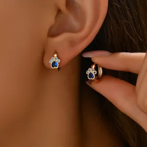 Wholesale Simple Bear Claw Inlaid Blue Diamond Copper Zircon Earrings