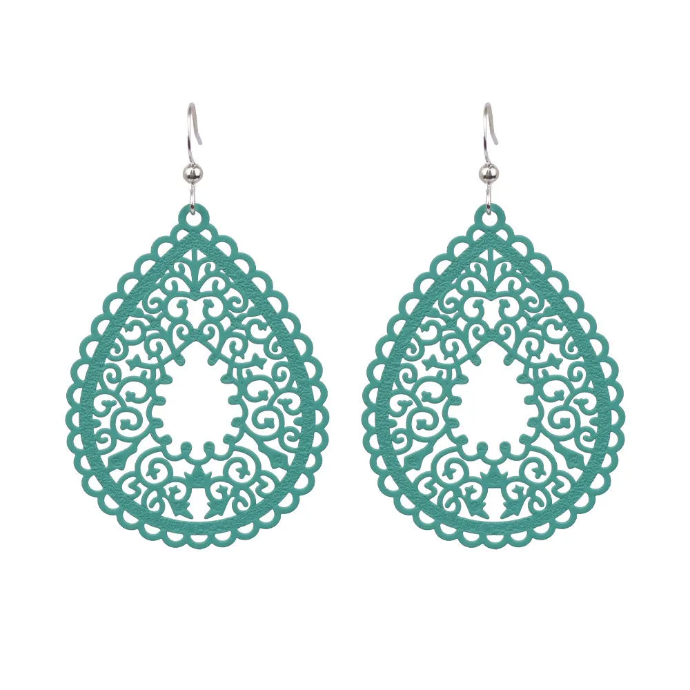 Wholesale Simple Colorful Printed Hollow Water Drop Versatile Earrings
