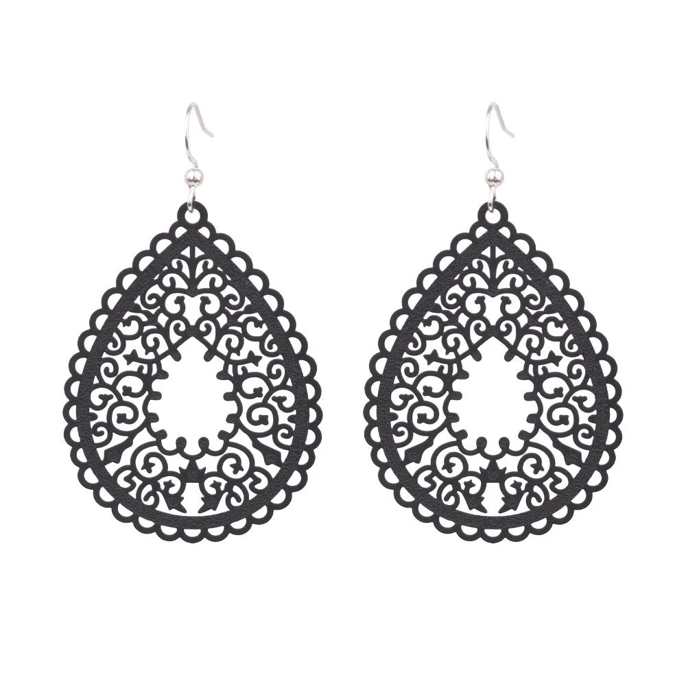 Wholesale Simple Colorful Printed Hollow Water Drop Versatile Earrings