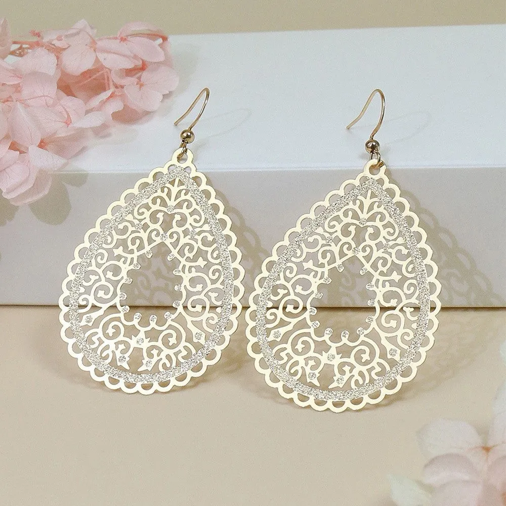 Wholesale Simple Colorful Printed Hollow Water Drop Versatile Earrings