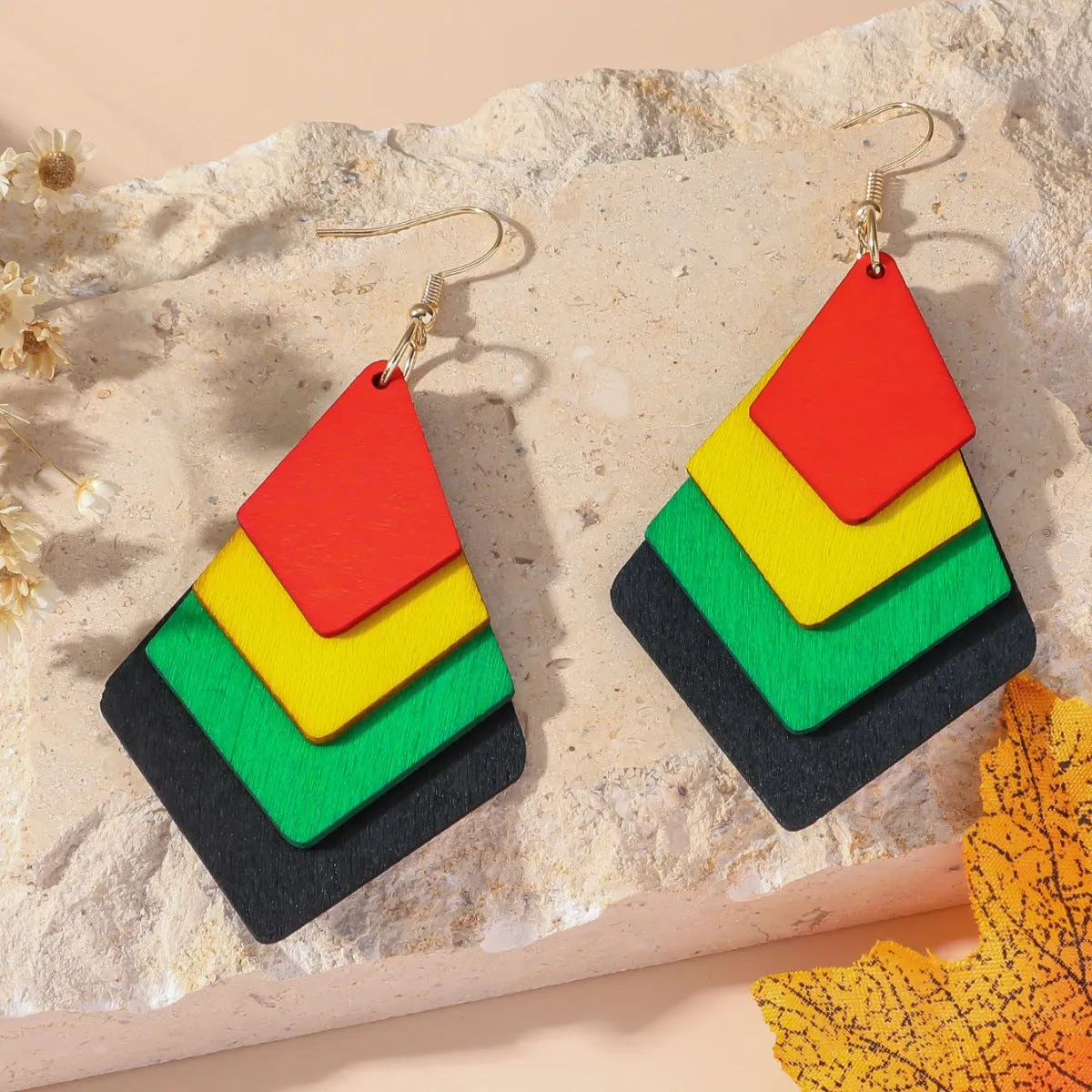 Wholesale Simple Fashion Wood Geometric Earrings
