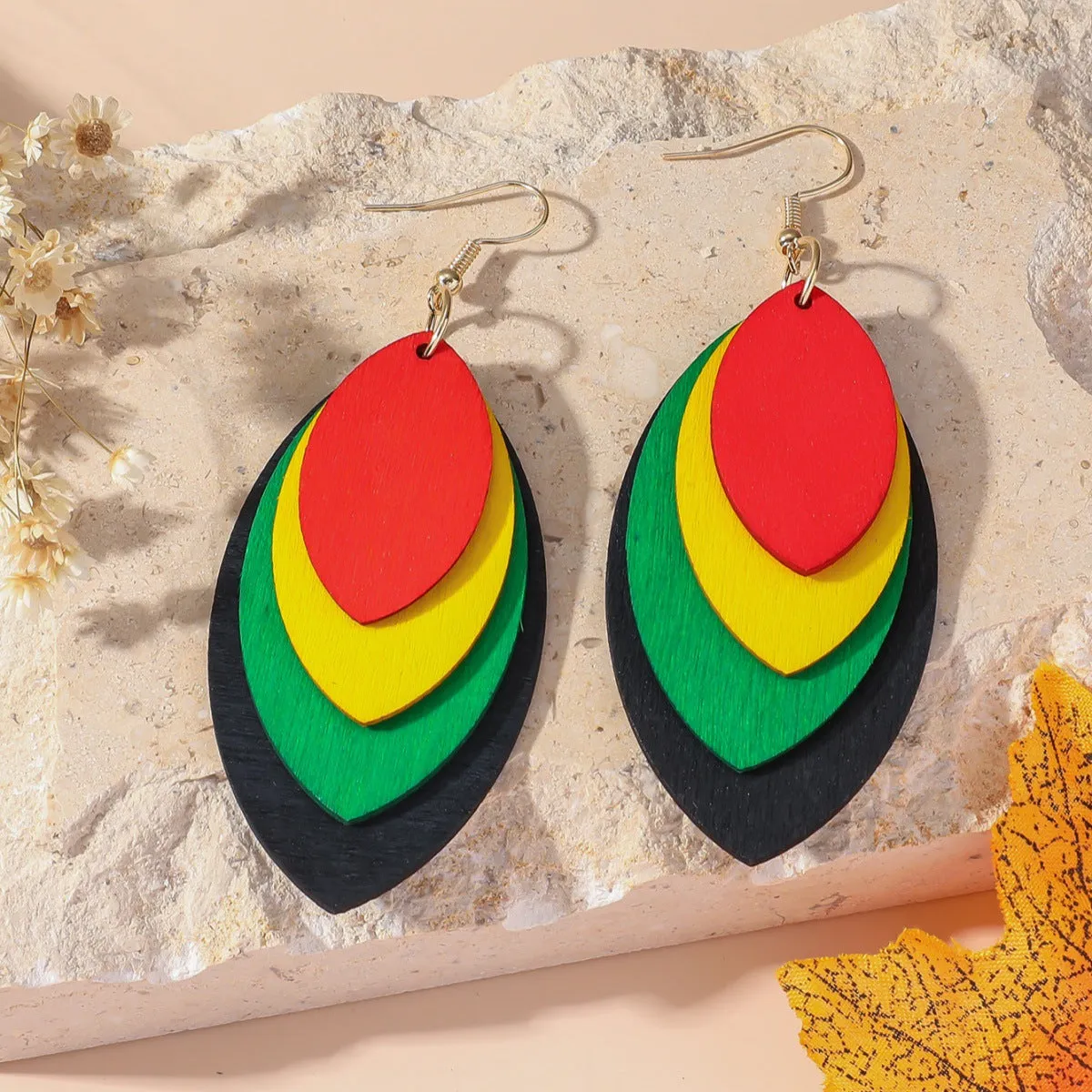 Wholesale Simple Fashion Wood Geometric Earrings
