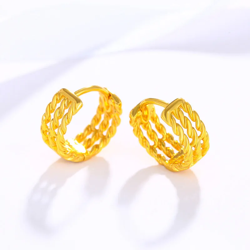 Wholesale Simple Gold Fried Dough Twists Fashion Retro Premium Earrings
