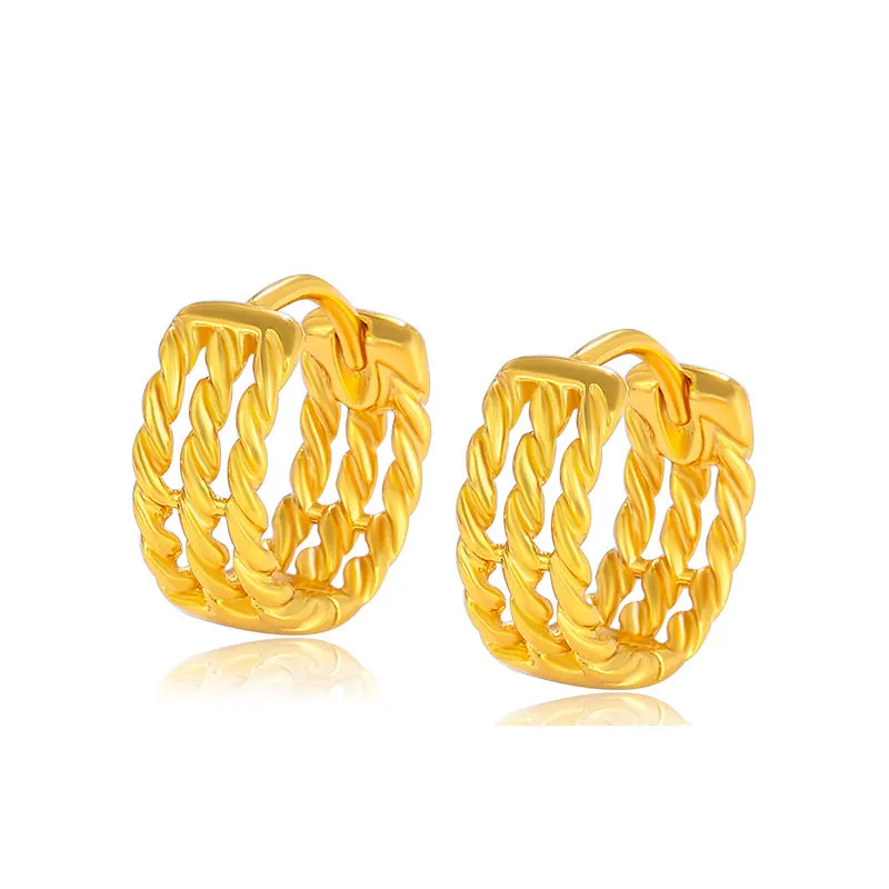 Wholesale Simple Gold Fried Dough Twists Fashion Retro Premium Earrings