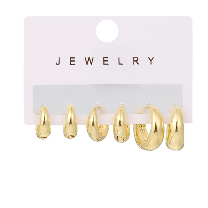Wholesale Simple Large Earrings, High-end Niche European and American Style Metal Earrings