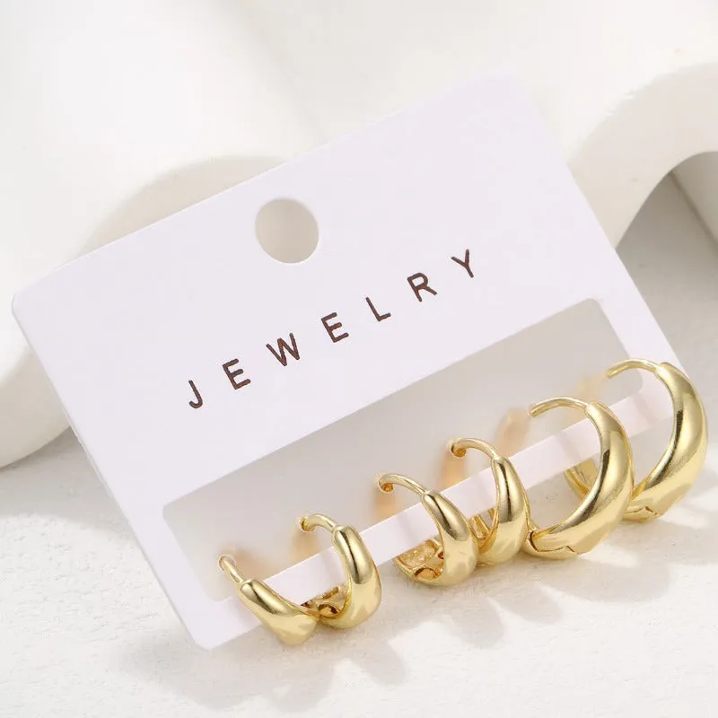 Wholesale Simple Large Earrings, High-end Niche European and American Style Metal Earrings