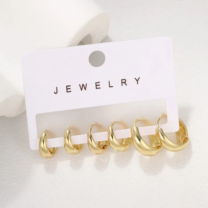 Wholesale Simple Large Earrings, High-end Niche European and American Style Metal Earrings