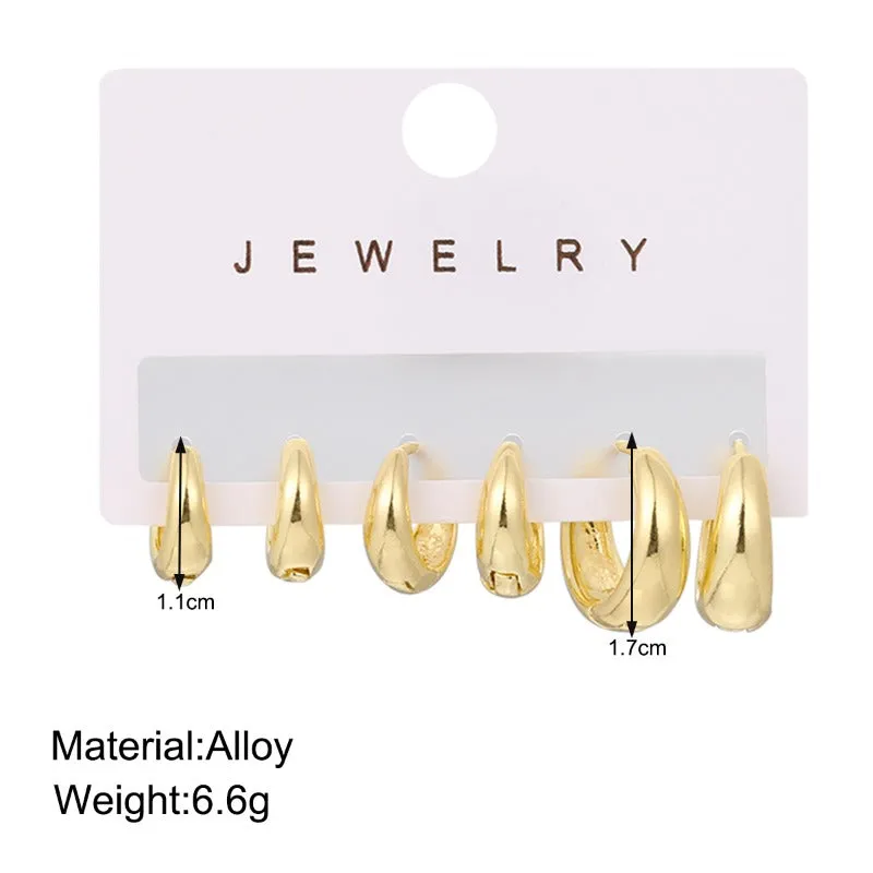 Wholesale Simple Large Earrings, High-end Niche European and American Style Metal Earrings