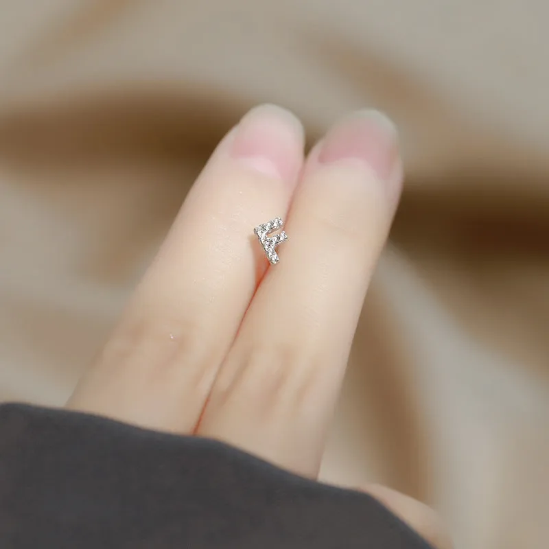 Wholesale Simple Niche Design Mini Full Diamond Earrings for Men and Women Sterling Silver Full Diamond 26 Letter Earrings