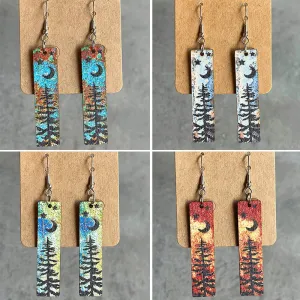 Wholesale simple night forest wood bar earrings