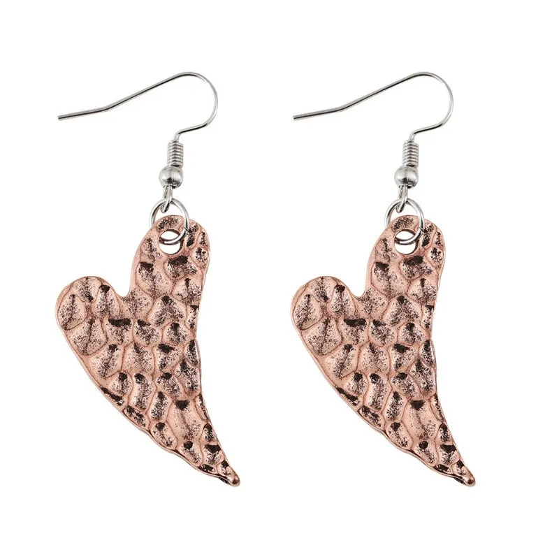 Wholesale Simple Retro Heart-shaped Textured Pendant Personality Versatile Love Pattern Earrings