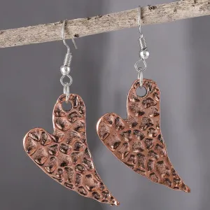 Wholesale Simple Retro Heart-shaped Textured Pendant Personality Versatile Love Pattern Earrings