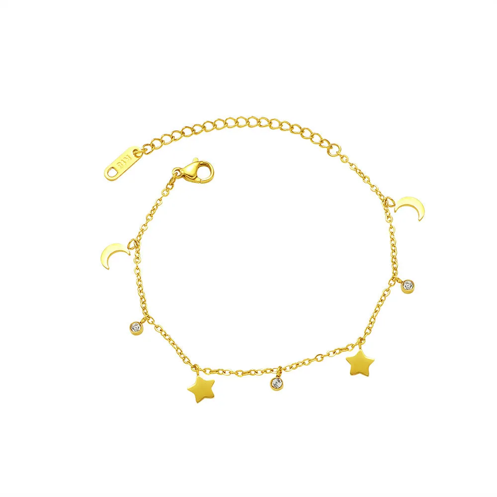 Wholesale Simple star and moon bracelet
