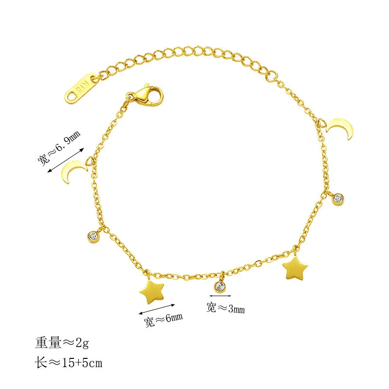 Wholesale Simple star and moon bracelet
