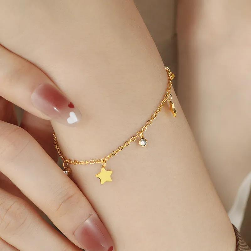 Wholesale Simple star and moon bracelet