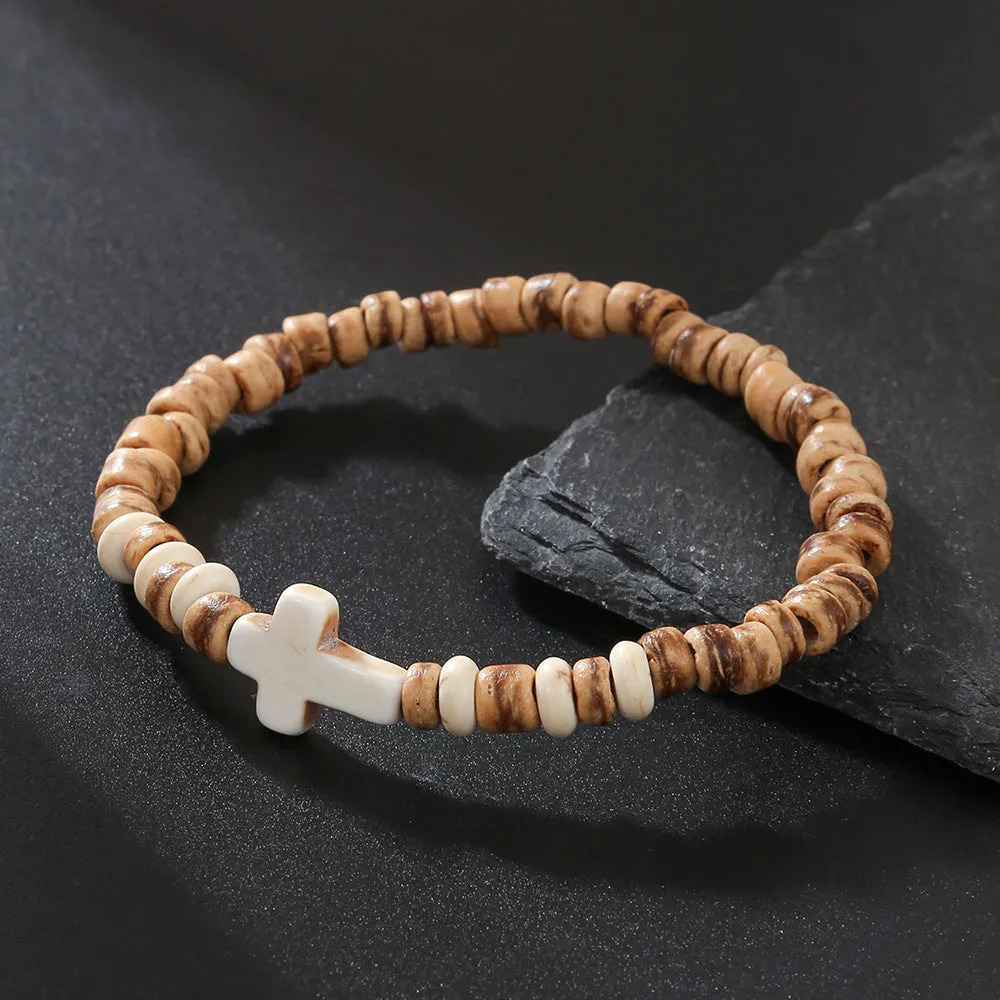 Wholesale simple turquoise wooden bead bracelet
