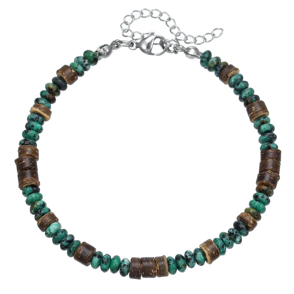 Wholesale simple turquoise wooden bead bracelet