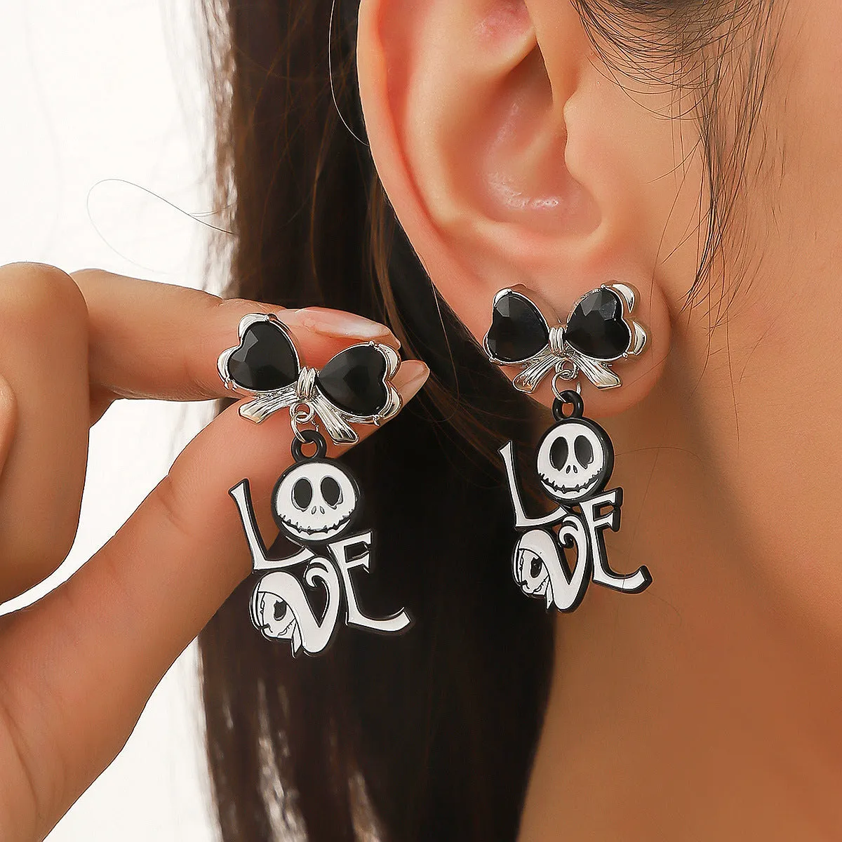 Wholesale Skull Dark Diamond Alloy Pumpkin Spider Halloween Earrings