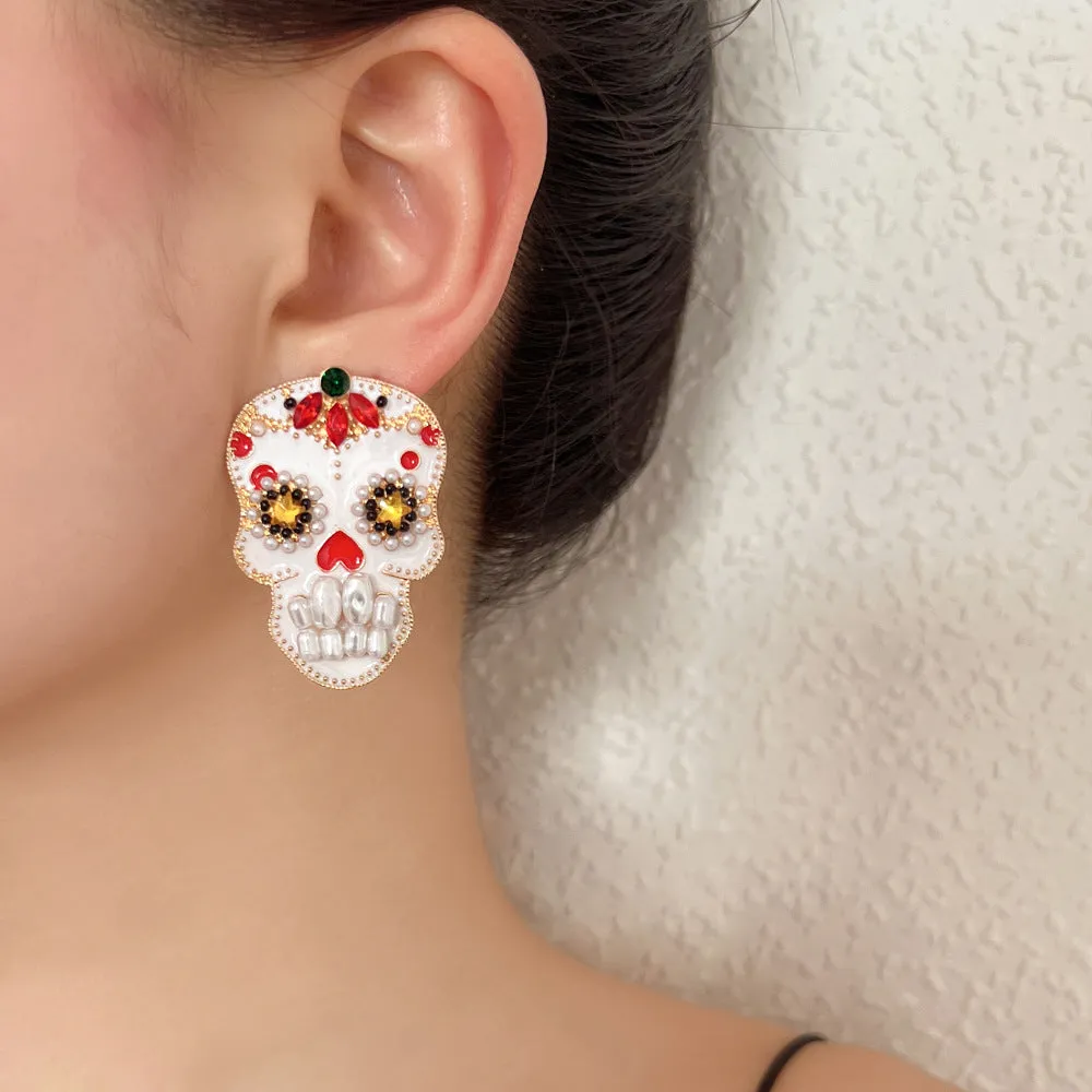 Wholesale Skull Earrings with Pearls