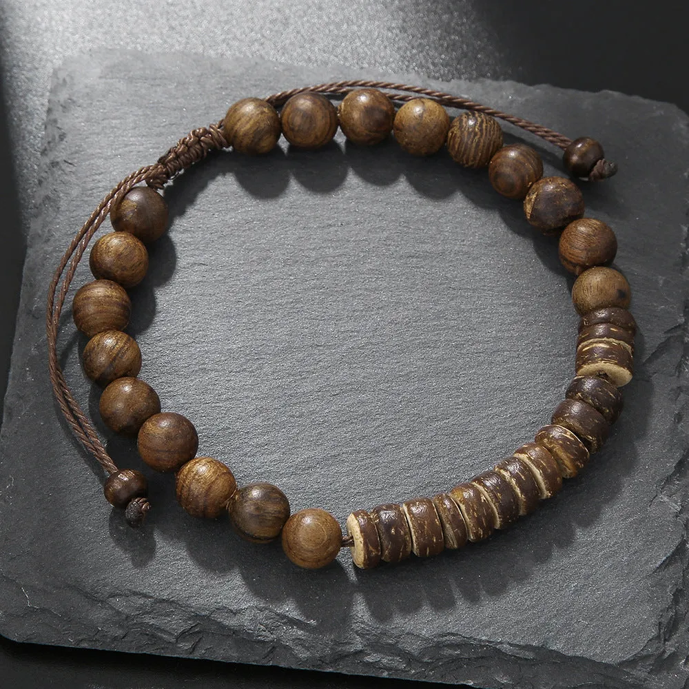 Wholesale Skull Retro Style Turquoise Wood Beads Coconut Shell Bracelet