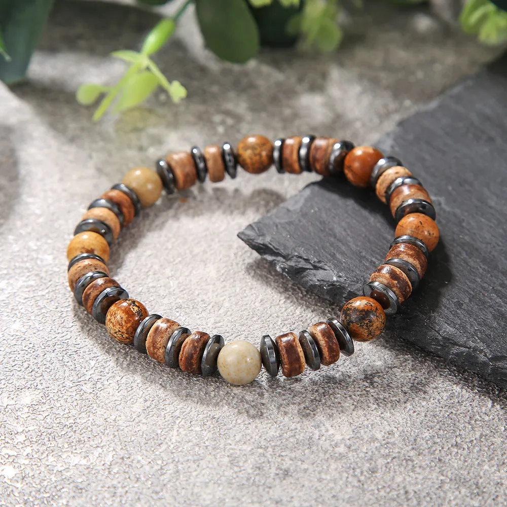 Wholesale Skull Retro Style Turquoise Wood Beads Coconut Shell Bracelet