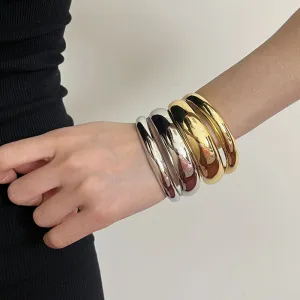 Wholesale Small irregular metal glossy open Bracelet cold style high-end light luxury personality wide version Bracelet