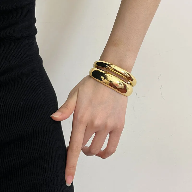 Wholesale Small irregular metal glossy open Bracelet cold style high-end light luxury personality wide version Bracelet