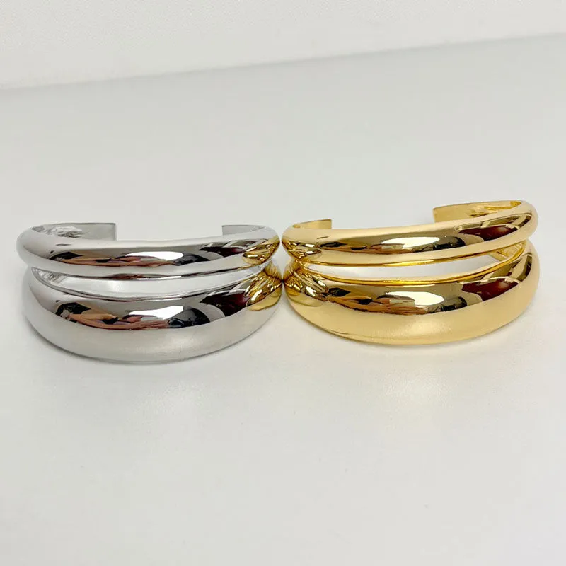 Wholesale Small irregular metal glossy open Bracelet cold style high-end light luxury personality wide version Bracelet
