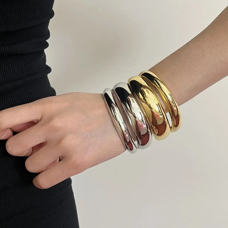 Wholesale Small irregular metal glossy open Bracelet cold style high-end light luxury personality wide version Bracelet