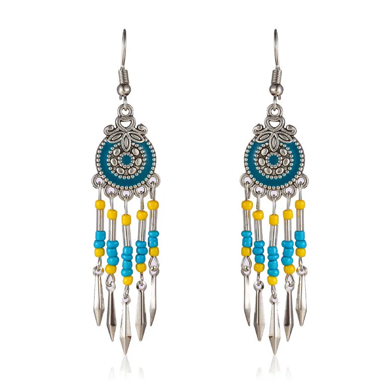 Wholesale Small Short Bohemian Vintage Round Bead Earrings