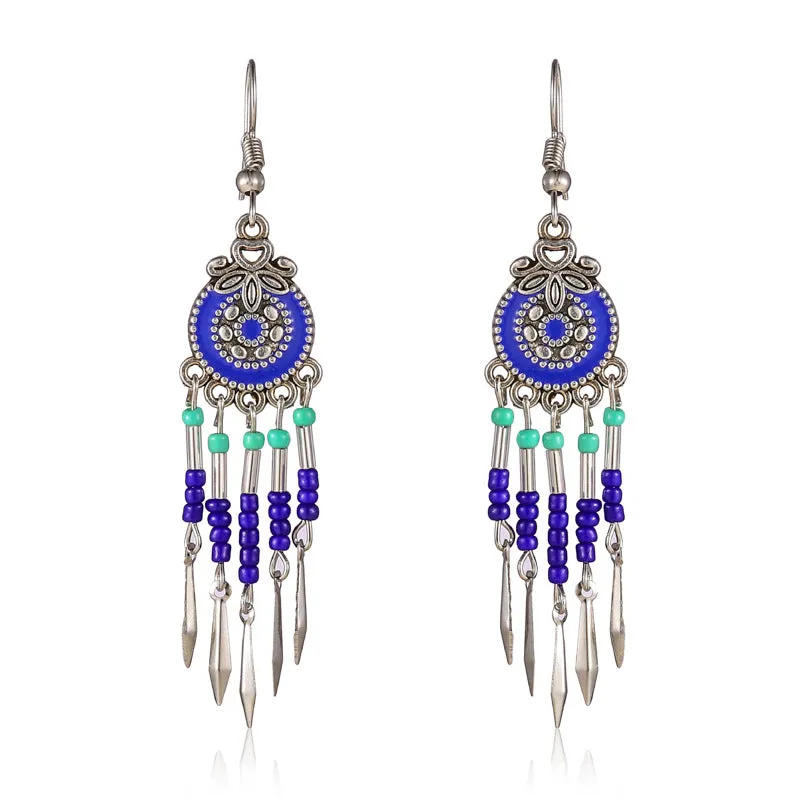 Wholesale Small Short Bohemian Vintage Round Bead Earrings