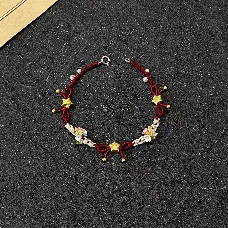 Wholesale Small star colorful flower handmade woven bracelet