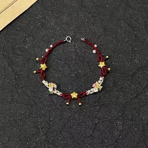 Wholesale Small star colorful flower handmade woven bracelet