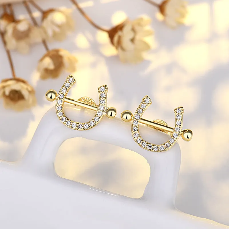 Wholesale Small U Shape Female Copper Earrings