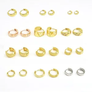 Wholesale Smooth European and American Fashionable Versatile Simple Copper Gold-plated Earrings