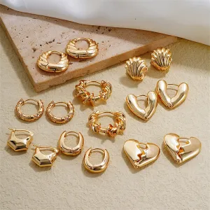Wholesale Smooth Geometric Hollow Stainless Steel Earrings