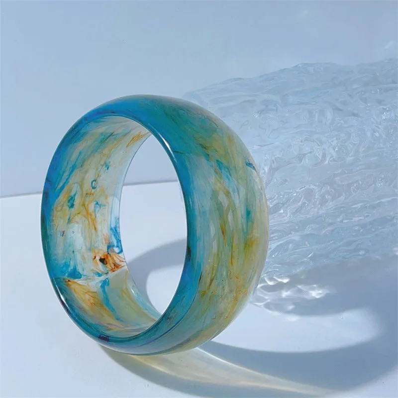 Wholesale Smudged Transparent Glitter Round Resin Bracelet
