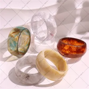 Wholesale Smudged Transparent Glitter Round Resin Bracelet