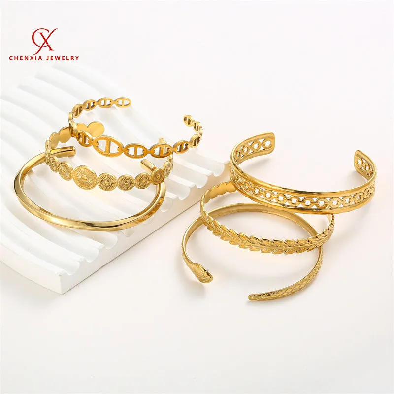 Wholesale Snake-shaped Titanium Steel Bracelet Personalized Opening Bracelet OLY Exclusive