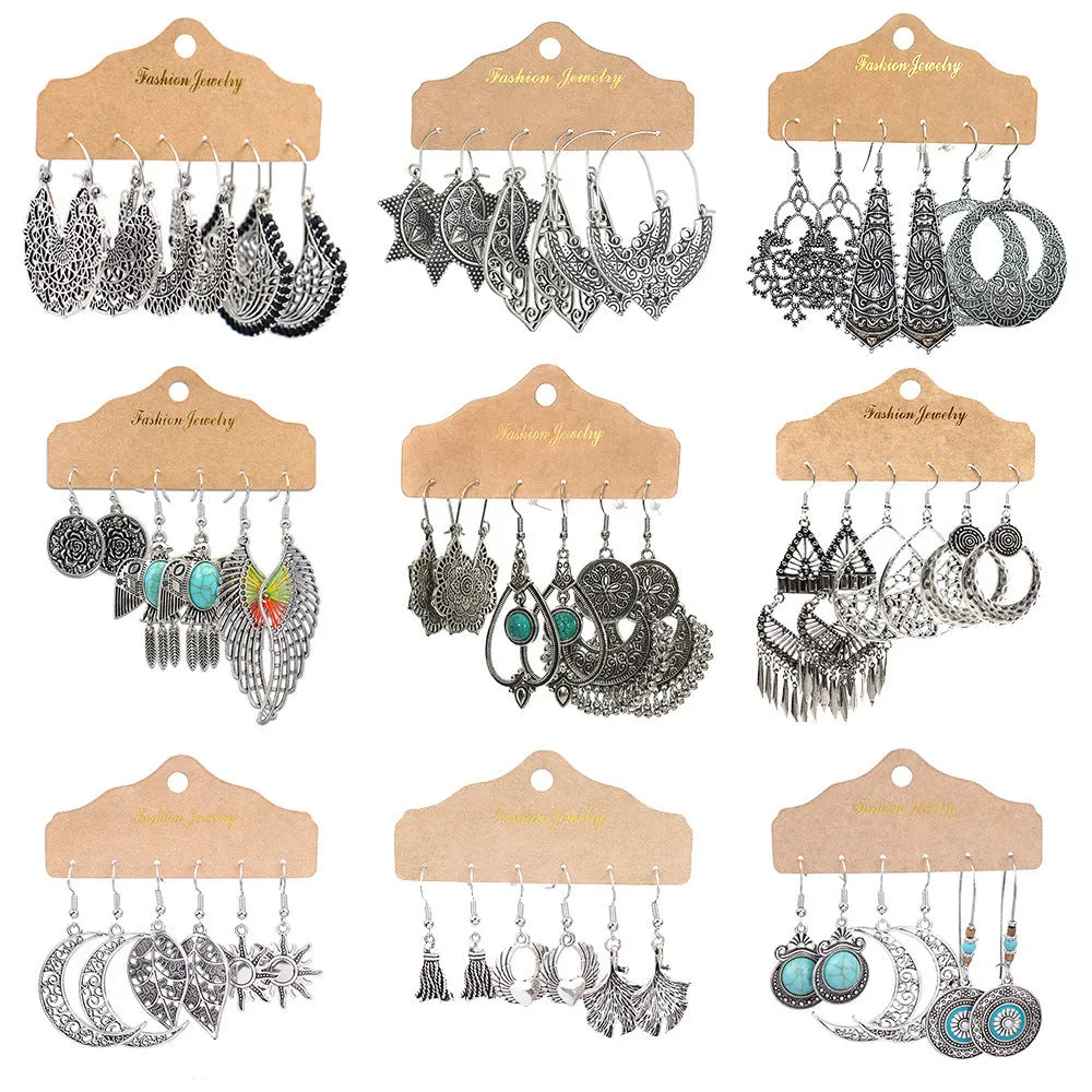 Wholesale Snowflake Tassel Love Wings Hollow Vintage Earrings