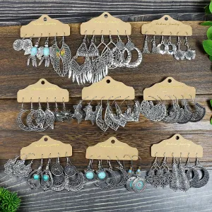 Wholesale Snowflake Tassel Love Wings Hollow Vintage Earrings