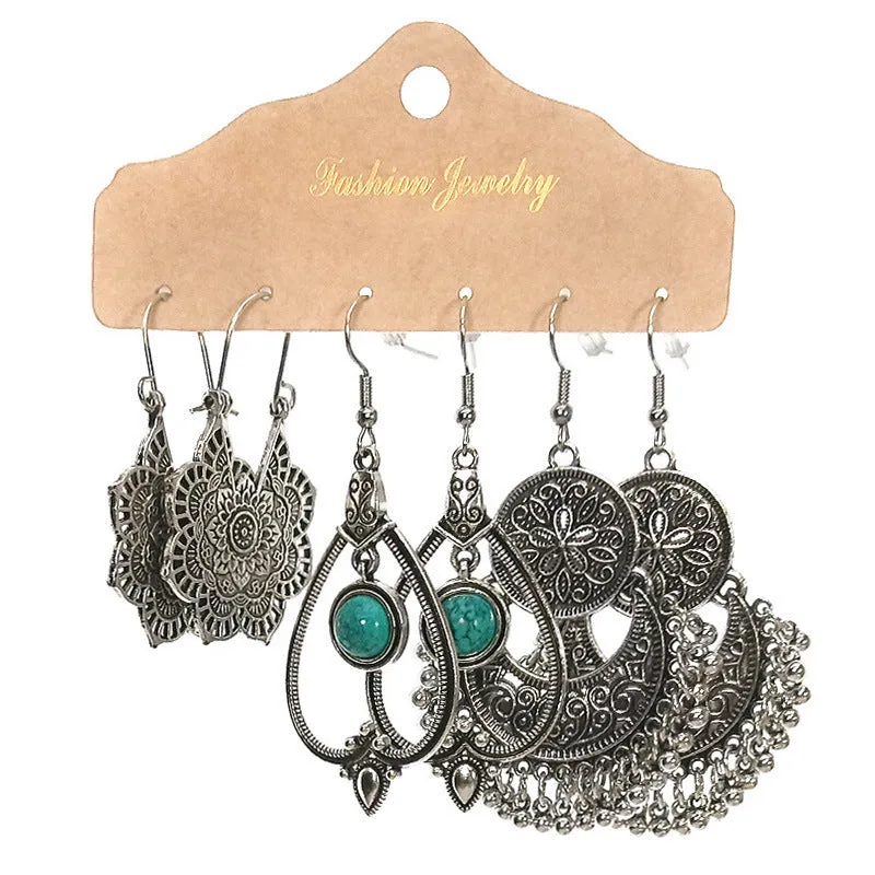 Wholesale Snowflake Tassel Love Wings Hollow Vintage Earrings