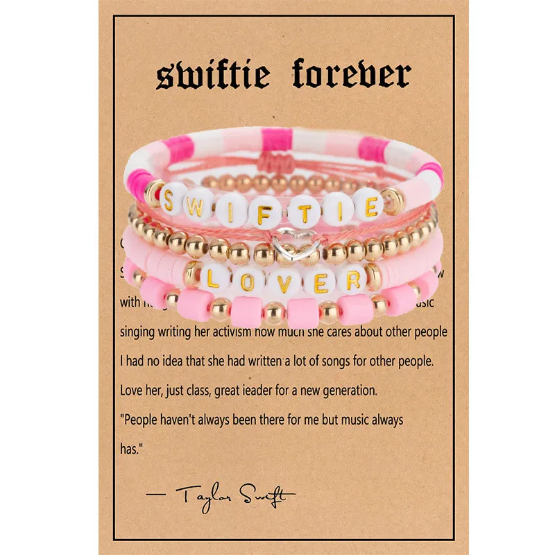 Wholesale Soft Clay Taylor Friendship Letter Beads Millet Beads Bracelet