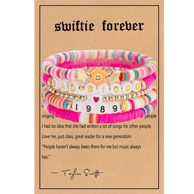 Wholesale Soft Clay Taylor Friendship Letter Beads Millet Beads Bracelet