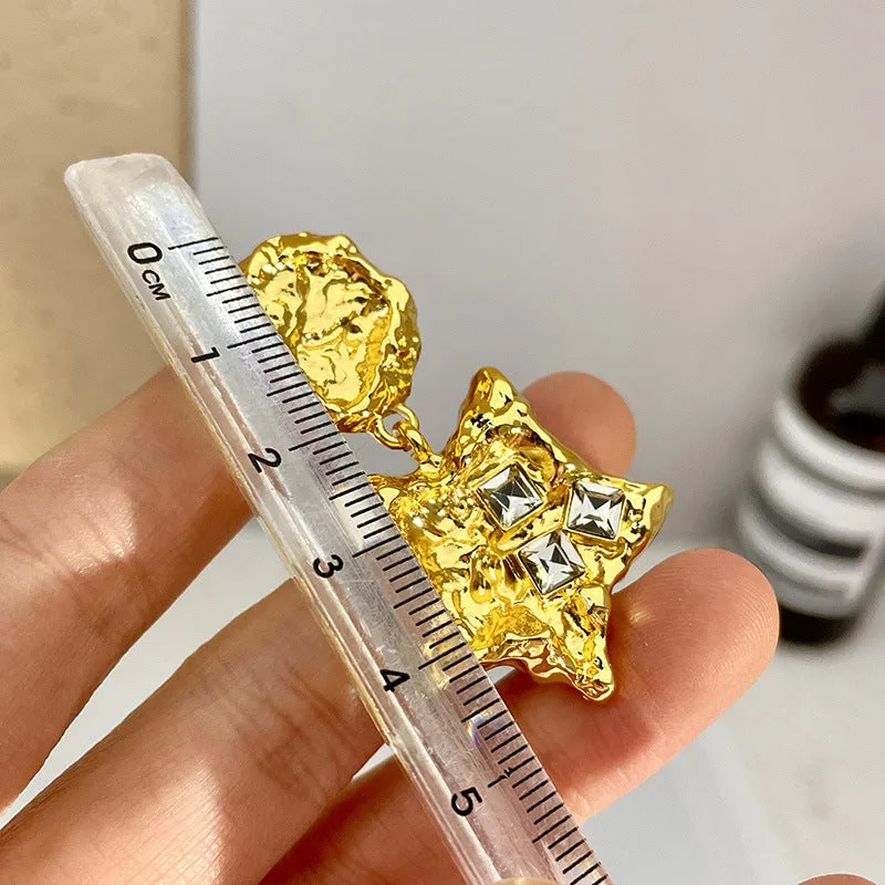 Wholesale Sparkling Diamond Pentagonal Star Artificial Crystal Earrings