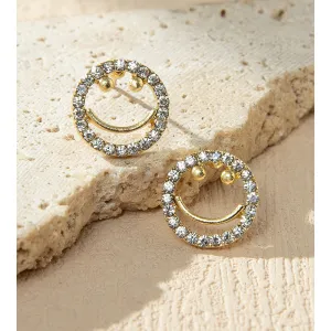 Wholesale Sparkling Rhinestone Smiley Face Earrings