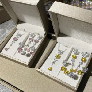 Wholesale Sparkling Rose Blossoms Gemstone Set with 18K Gold Multi Faceted Colorful Treasure Gold Zircon Earrings