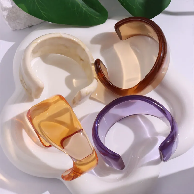 Wholesale Special-Shaped Color Acrylic Bracelet Irregular Geometric Transparent Resin Bracelet
