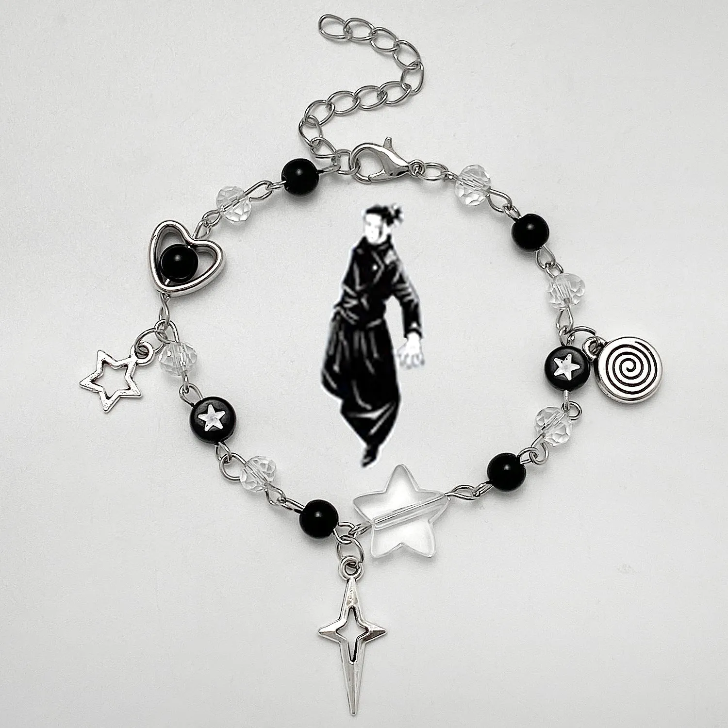 Wholesale Spice Punk Hollow Pentagram  Heart Bracelet