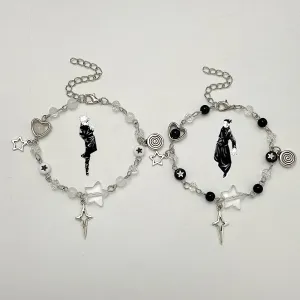 Wholesale Spice Punk Hollow Pentagram  Heart Bracelet